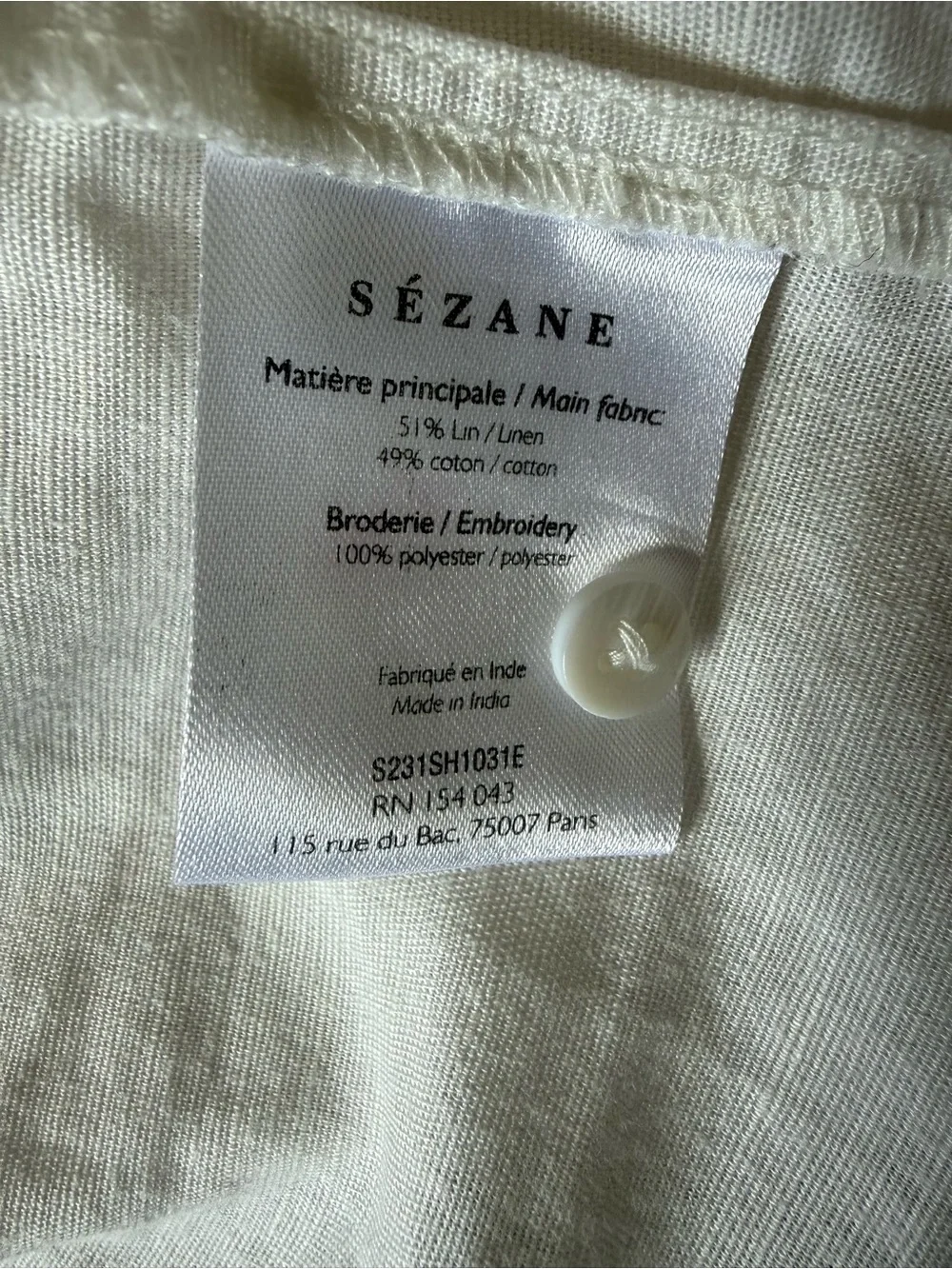 Sézane Lilia Blouse White Linen Cotton Embroidered Lace Ruffle Collar FR38 US6 - Picture 10 of 11